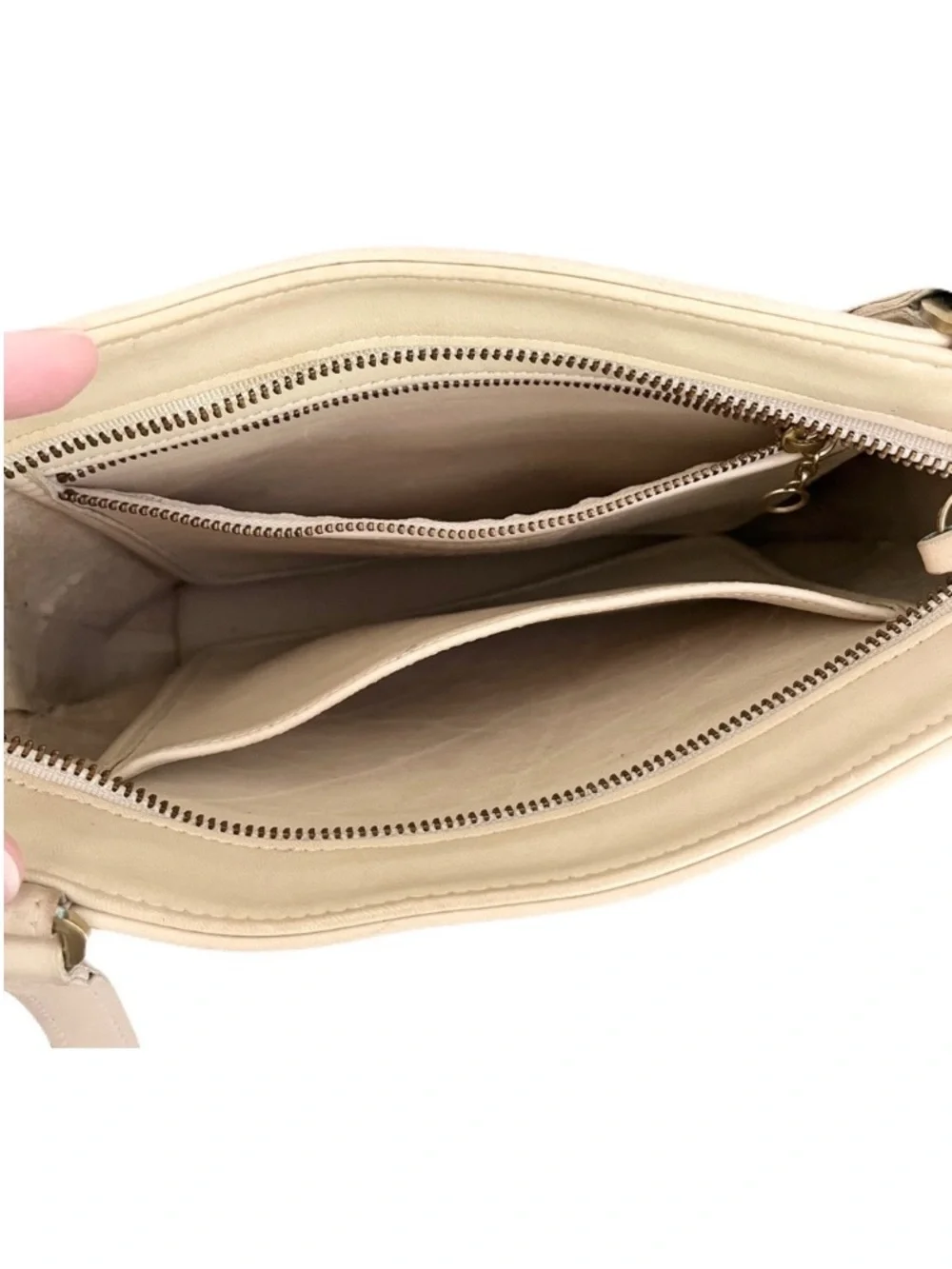 Vintage Coach Ivory Bone Leather ‘Tribeca’ 9098 Tote Bag
